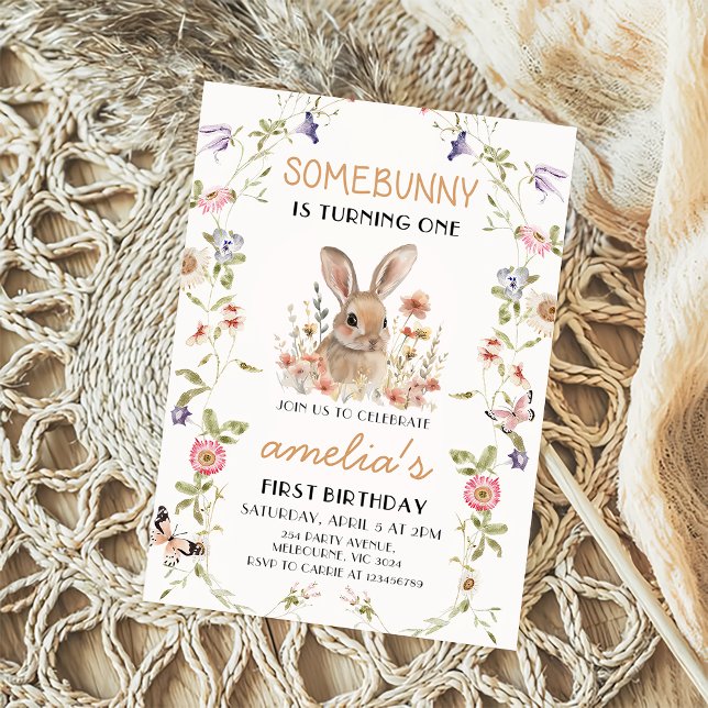Invitación Flor silvestre algunos conejitos Chica primera inv (Subido por el creador)