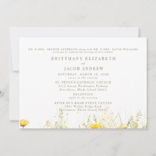 Invitación Flor Silvestre Amarilla Ambos Padres 2 Lugar Boda