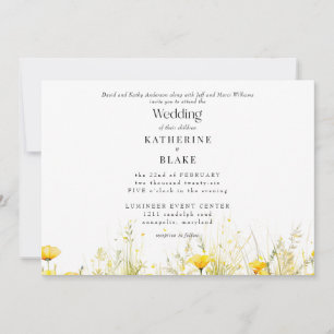 Invitación Flor silvestre amarilla Boda Colorida III