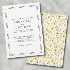 Invitación Flor Silvestre Amarilla Botánica Sencilla Boda Boh