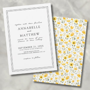 Invitación Flor Silvestre Amarilla Botánica Sencilla Boda Boh