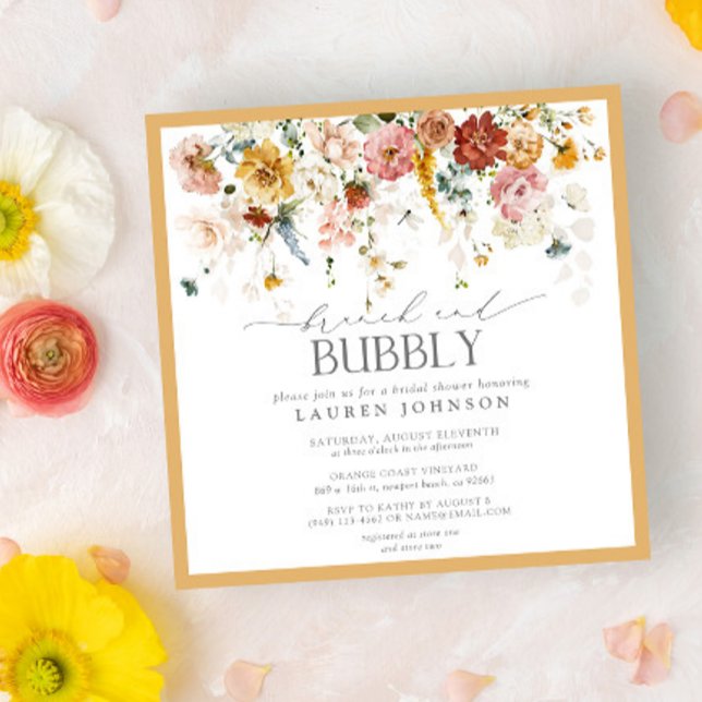 Invitación Flor silvestre amarilla Brunch & Bubbly Bridal Sho (Subido por el creador)