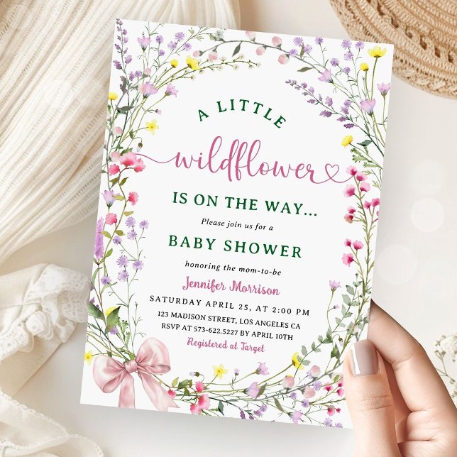 Invitación Flor silvestre Baby Shower Boho Little Wildflower (Subido por el creador)