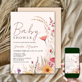 Invitación Flor silvestre Baby Shower Género Neutral Boho