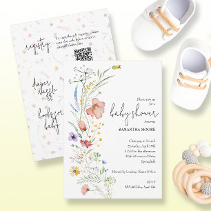 Invitación Flor silvestre Baby Shower todo en uno