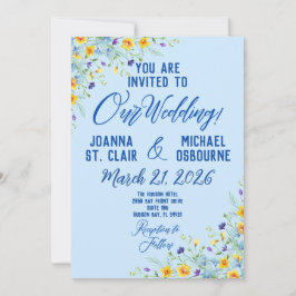 Invitación Flor silvestre bendice hermosa floral azul