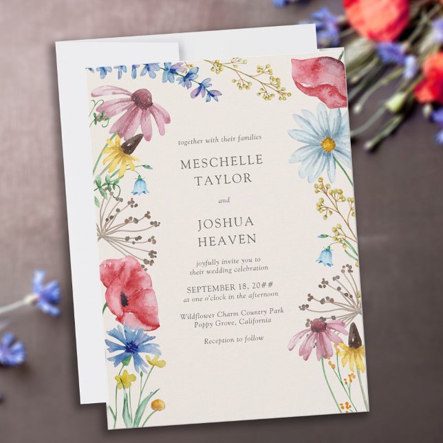 Invitación Flor silvestre Boda Rustic Country Floral (Natural wildflowers for natural love)