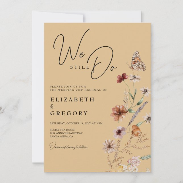 Invitación Flor silvestre bohemia que aún prometemos renovaci (Anverso)