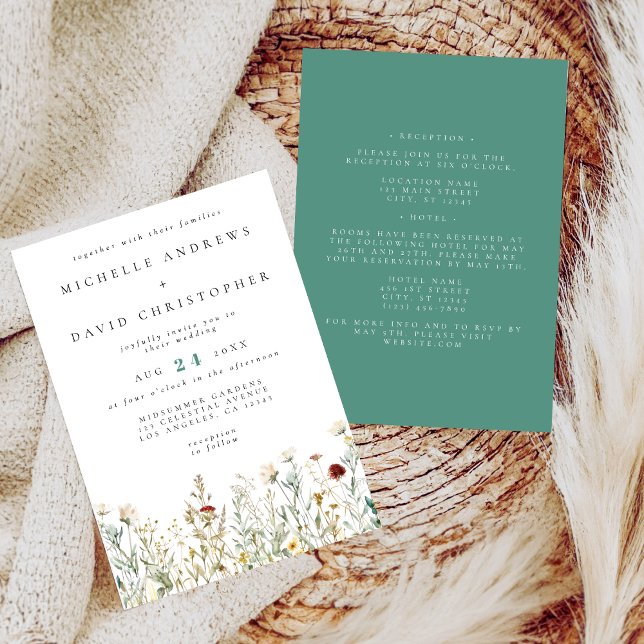 Invitación Flor silvestre Boho en un solo Boda (Subido por el creador)