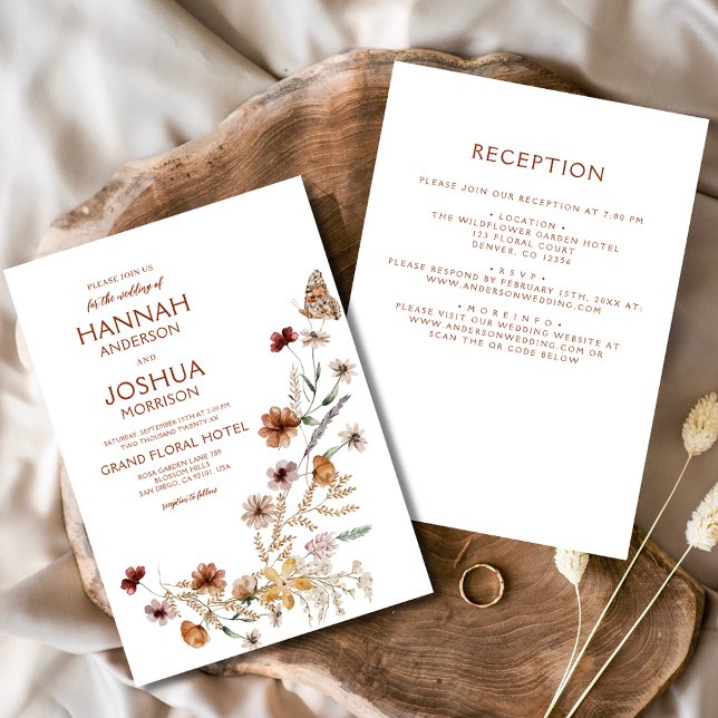 Invitación Flor silvestre Boho en una boda de jardín (Subido por el creador)