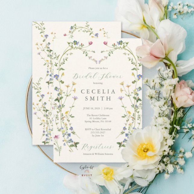 Invitación Flor silvestre Boho Floral Frame Bridal Shower (Subido por el creador)