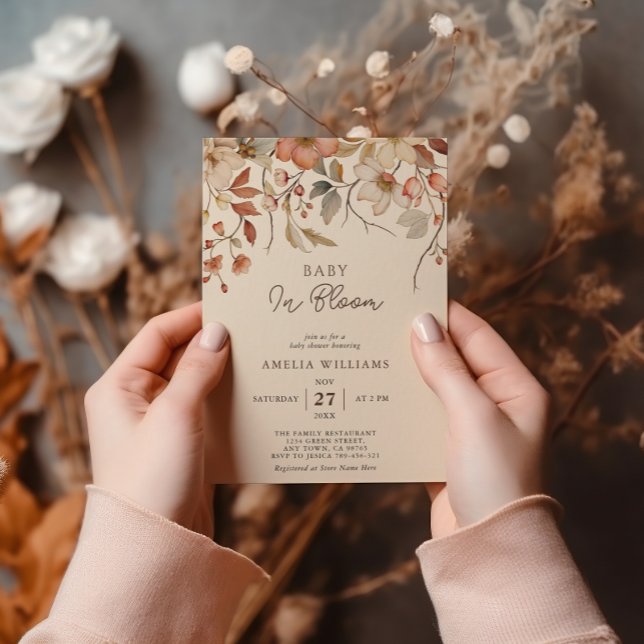 Invitación Flor silvestre Boho Floral Ivory Baby en Bloom (Subido por el creador)
