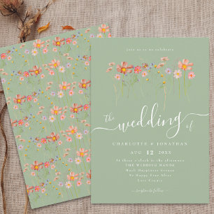 Invitación Flor Silvestre Boho Floral Otoño Salvia Verde