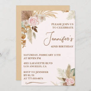 Invitación Flor silvestre Boho Groovy Whimsy 42 cumpleaños