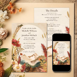 Invitación Flor silvestre Boho Mountain en un solo Boda