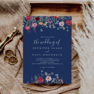 Invitación Flor silvestre Boho Multicolor El Boda de