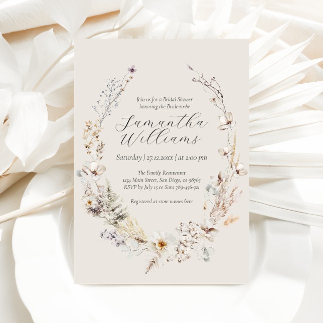 Invitación Flor silvestre Boho Rustic Elegtic Bridal Shower (Subido por el creador)