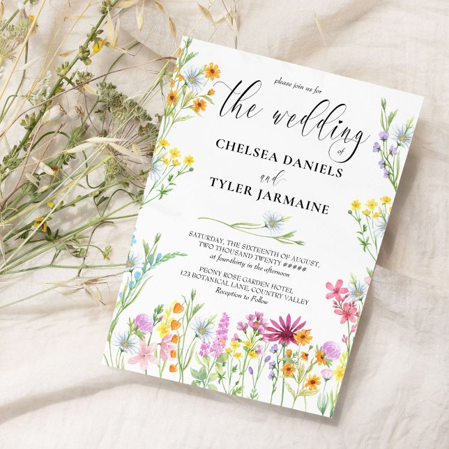 Invitación Flor silvestre Bonito Boda de flores silvestres fl (An abundance of wildflowers and an abundance of love.)