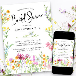 Invitación Flor silvestre Bonito floral ducha de novia