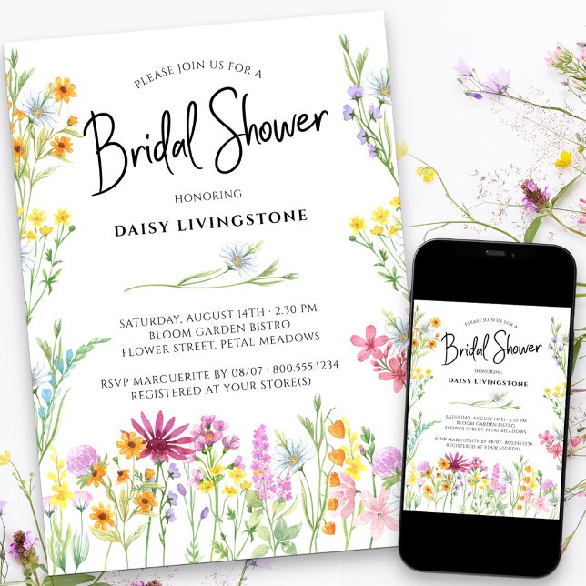 Invitación Flor silvestre Bonito floral ducha de novia (Subido por el creador)