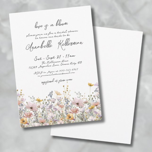 Invitación Flor silvestre Botánica Floral Boho Bridal Shower (Wildflower Botanical Floral Boho Bridal Shower Invitation)