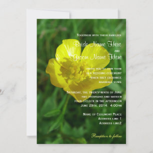 Invitación Flor silvestre botón de oro amarillo boda de veran