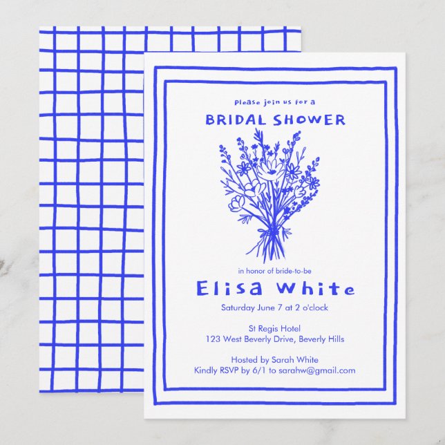 Invitación Flor silvestre Bouquet Rustic Whimsical Bridal Sho (Anverso / Reverso)