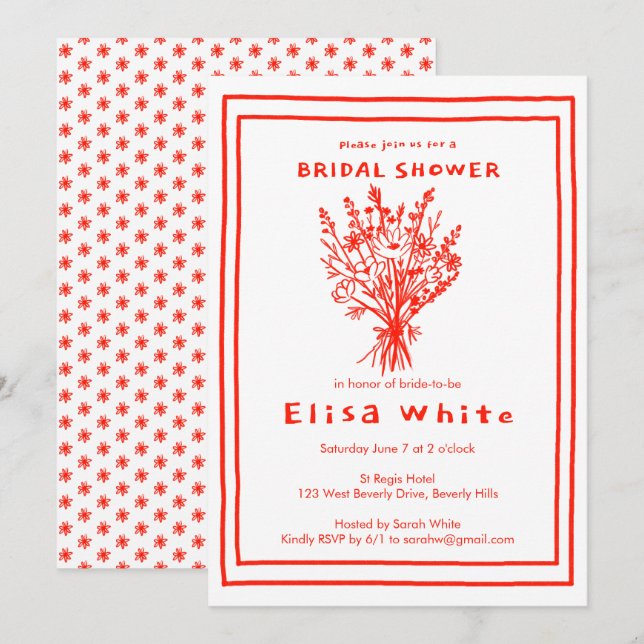 Invitación Flor silvestre Bouquet Rustic Whimsical Bridal Sho (Anverso / Reverso)