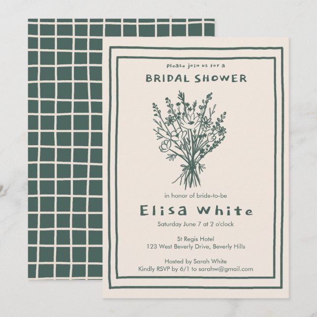 Invitación Flor silvestre Bouquet Rustic Whimsical Bridal Sho (Anverso / Reverso)