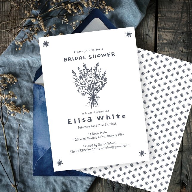 Invitación Flor silvestre Bouquet Rustic Whimsical Bridal Sho (Wildflower Bouquet Rustic Whimsical Bridal Shower Invitation
)