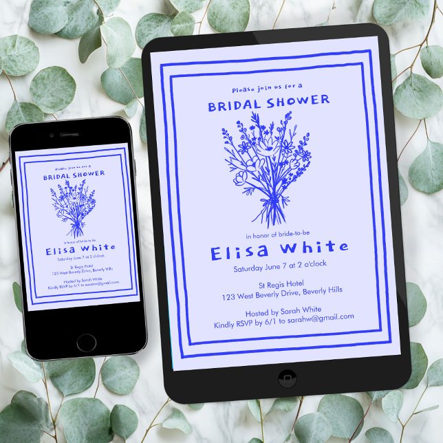 Invitación Flor silvestre Bouquet Rustic Whimsical Bridal Sho (Wildflower Bouquet Rustic Whimsical Bridal Shower evite digital download email Invitation
)