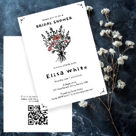 Invitación Flor silvestre Bouquet Rustic Whimsical QR Code Br