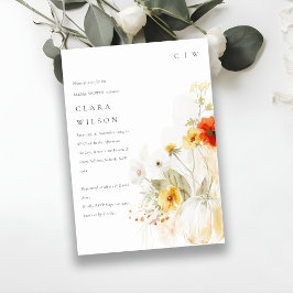 Invitación Flor silvestre Calabaza acuarela Ducha de novia