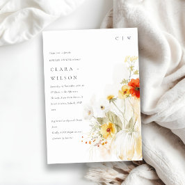 Invitación Flor silvestre Calabaza Acuarela Ducha Parejas