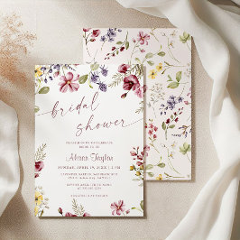 Invitación Flor silvestre Caligrafía Mauve Bridal Shower