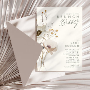 Invitación Flor silvestre caprichosa   Brunch de Marfil y Bub