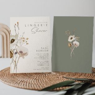 Invitación Flor silvestre caprichosa   Ducha Marfil Lingerie