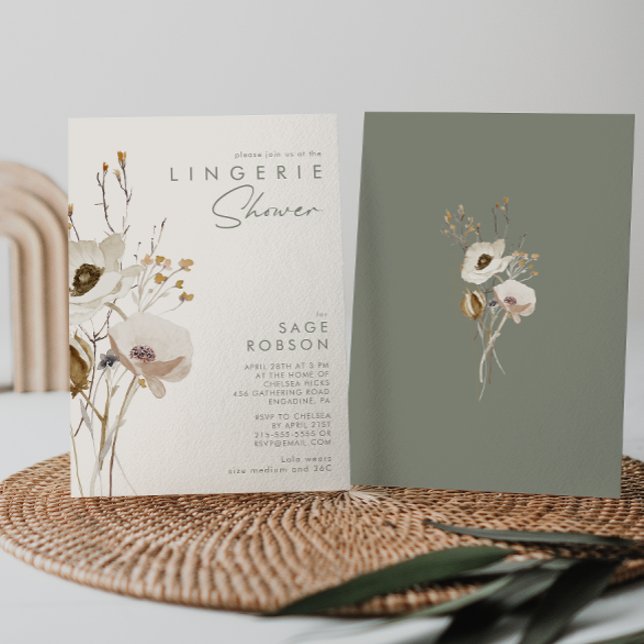 Invitación Flor silvestre caprichosa | Ducha Marfil Lingerie (Subido por el creador)