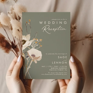 Invitación Flor Silvestre Caprichosa   Recepción de Boda con 