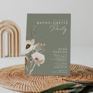 Invitación Flor silvestre caprichosa Sage Bachelorette Part