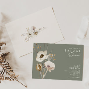 Invitación Flor silvestre caprichosa Sage Green Bridal Show