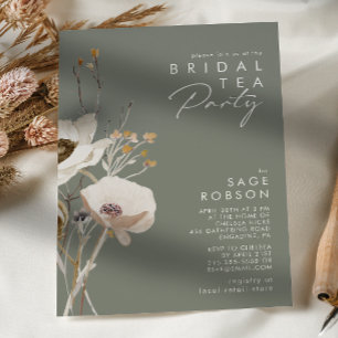 Invitación Flor silvestre caprichosa   Sage Green Bridal Tea 