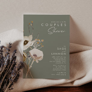 Invitación Flor silvestre caprichosa   Sage Green Couples Sho