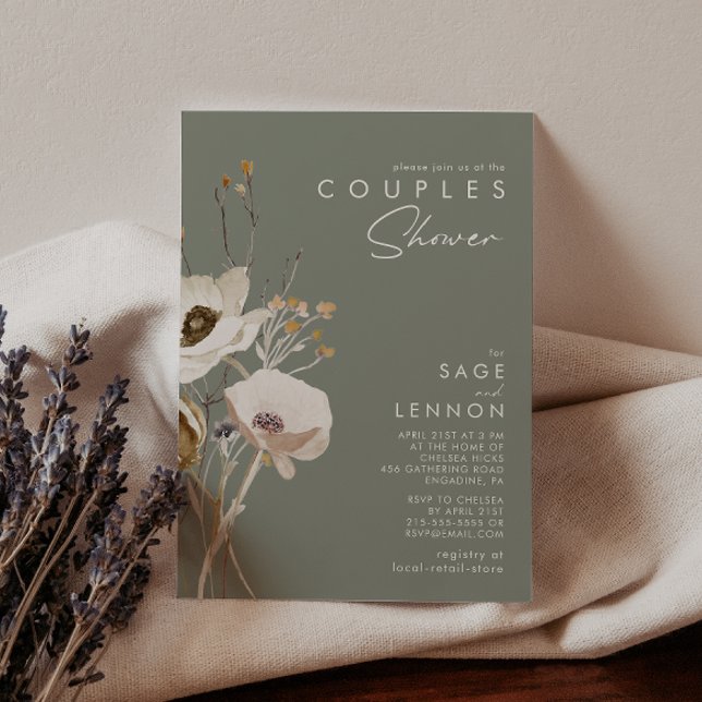 Invitación Flor silvestre caprichosa | Sage Green Couples Sho (Subido por el creador)