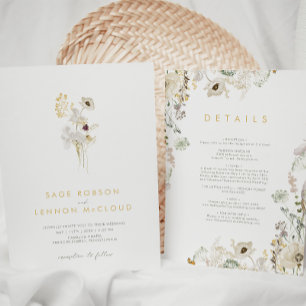 Invitación Flor silvestre caprichosa, simple todo en un Boda