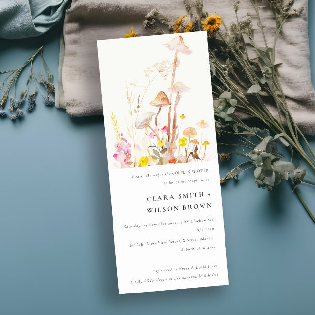 Invitación Flor silvestre champiñón caída duchas de las parej (Subido por el creador)