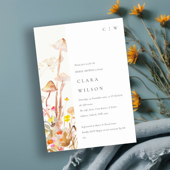 Invitación Flor silvestre champiñón otoño ducha de novia botá (Subido por el creador)
