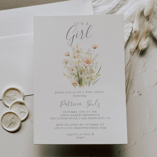 Invitación Flor silvestre clásica de Rubor es un Baby Shower  (Subido por el creador)