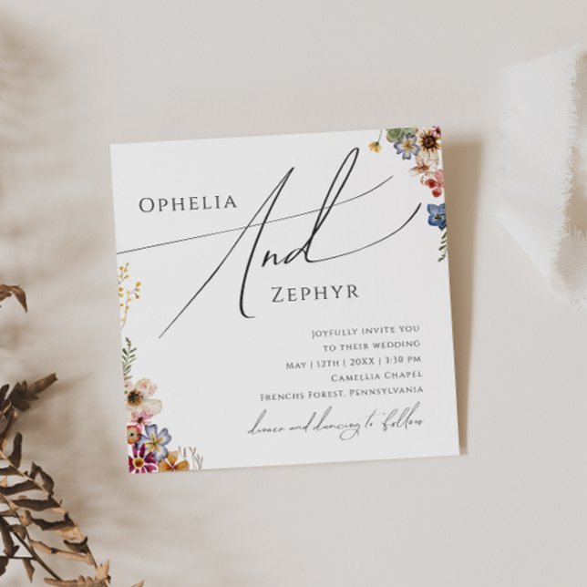 Invitación Flor silvestre colorida | Boda de Garden Square (Subido por el creador)