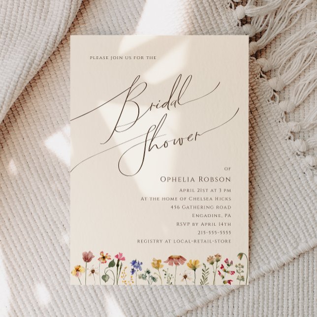 Invitación Flor silvestre colorida | Ducha de novia beige (Subido por el creador)